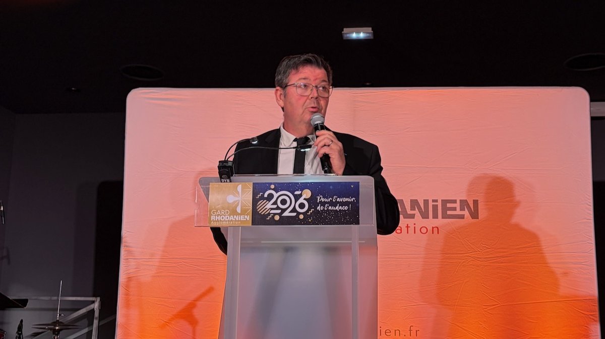 Le pr&eacute;sident de l'Agglom&eacute;ration du Gard rhodanien Jean-Christian Rey, hier soir lors de la c&eacute;r&eacute;monie de voeux
