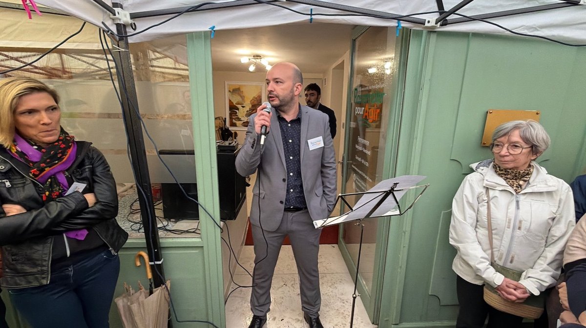 Benjamin Desbrun, ce samedi matin lors de l'inauguration du local de campagne de sa liste "Rassembler pour agir"