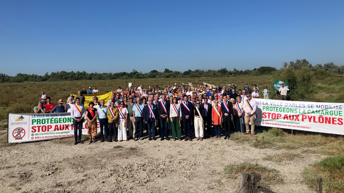 En juin dernier, de nombreux &eacute;lus locaux s'&eacute;taient mobilis&eacute;s contre la THT en posant pour une photo symbolique. Plus d'une centaine d'entre eux sont attendus samedi.&nbsp;&nbsp;&nbsp;