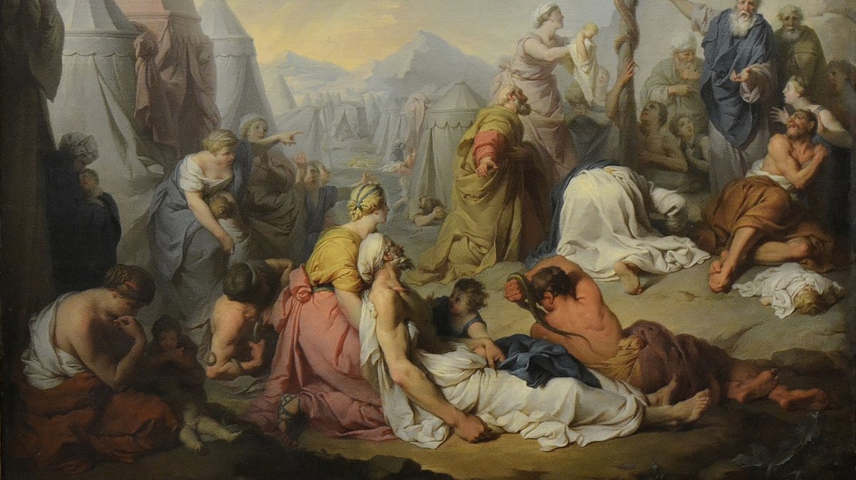 Au Musée des Beaux-Arts  de Nîmes, voici "Moïse et le serpent d'airain", premier prix de Rome 1727 signé obtenu par Pierre Subleyras, 1699-1749).