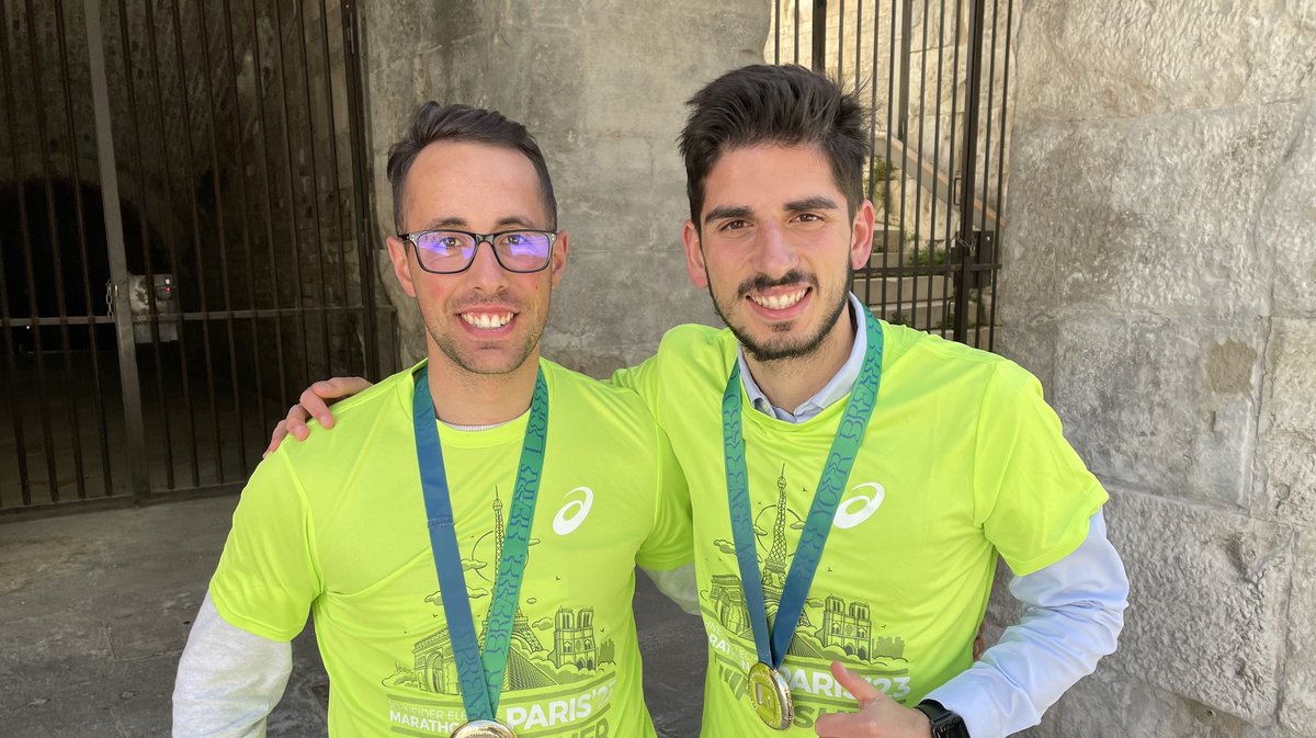 Maxime et Damien ont couru le marathon de Paris en 3h42