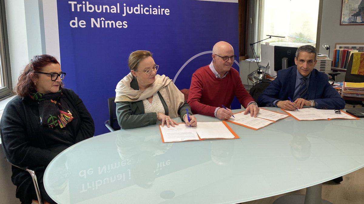 Signature de convention pour victime de violences conjugale, tribunal de Nîmes