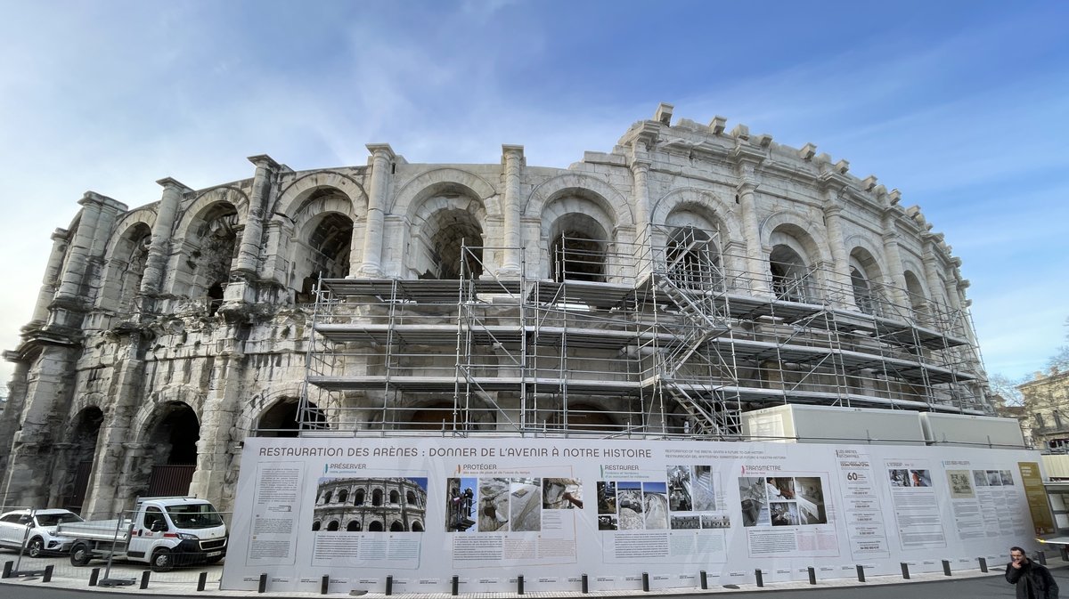 Travaux de sécurisation et de restauration des Arènes de Nîmes 2024 (Photo Anthony Maurin)