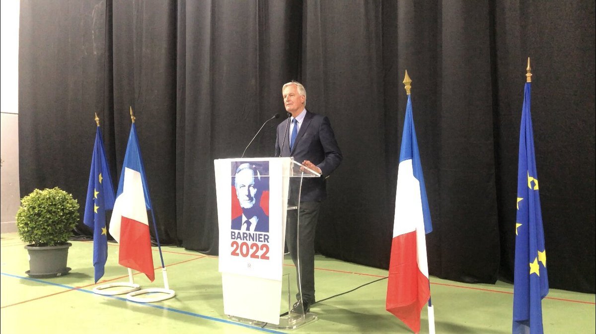 Michel Barnier, au Parnasse de Nîmes, en 2021 pour la primaire Les Républicains