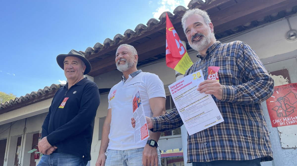 UD CGT Solvay Salindres Bruno Rivier Yazid Ait Ammar et Lionel Clément (Photo Anthony Maurin)