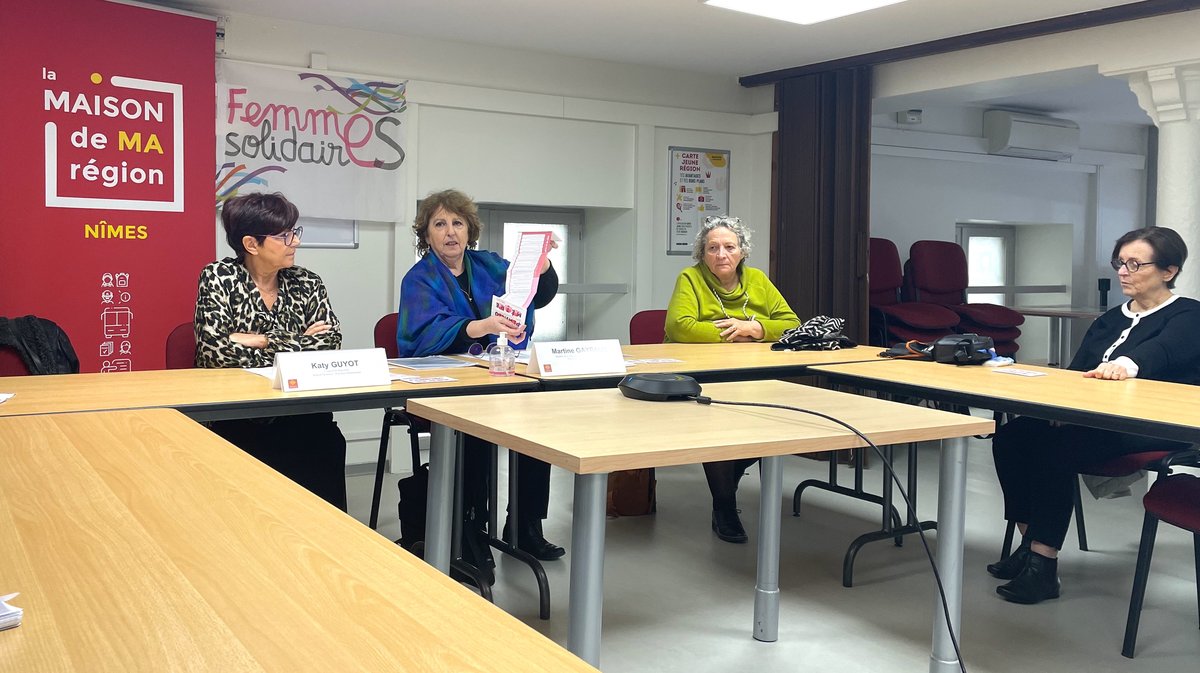 Ce jeudi matin à la maison de la région. Au centre, Martine Gayraud, présidente de Femmes solidaires et ancienne secrétaire départementale du PCF