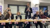 La France Insoumise Manuel Bompard Laure Pellet, Mathilde Houget, Leïla Taamal, Victoria Hunter Nîmes novembre 2024 (Photo Anthony Maurin)