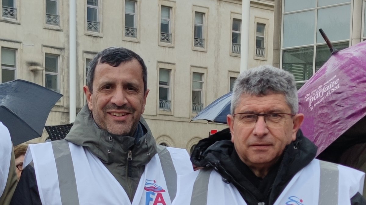 Ali Moulkhaloua, délégué FA-FP à Nîmes métropole et Jean-Luc Pena, secrétaire général de l’union départementale FA-FP.