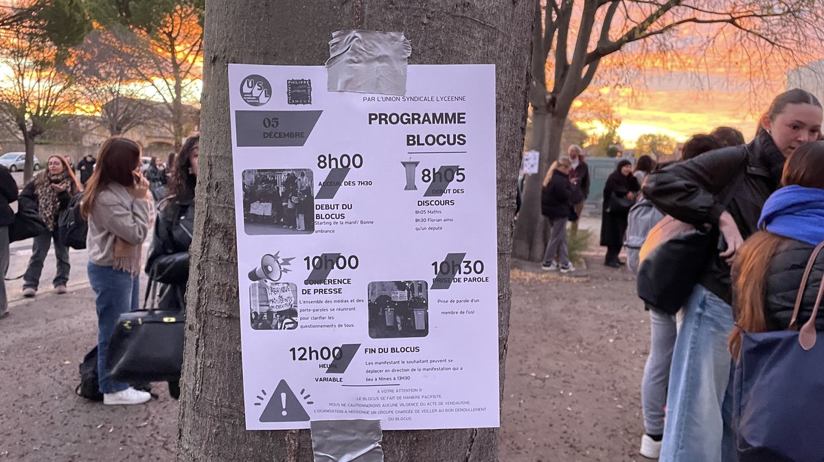 Blocage lycée Philippe Lamour Daudet (Photo Anthony Maurin)