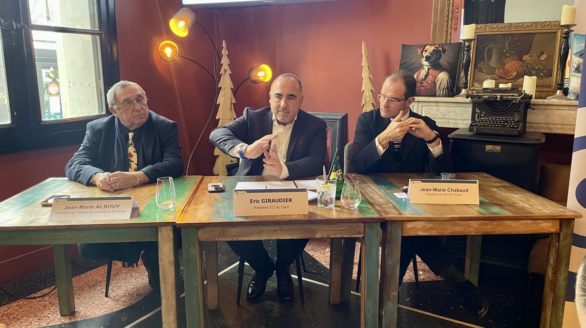 Jean-Marie Albouy du Tribunal de commerce de Nîmes, Eric Giraudier de la CCI du Gard et Jean-Marie Chabaud du CIP (Photo Anthony Maurin)