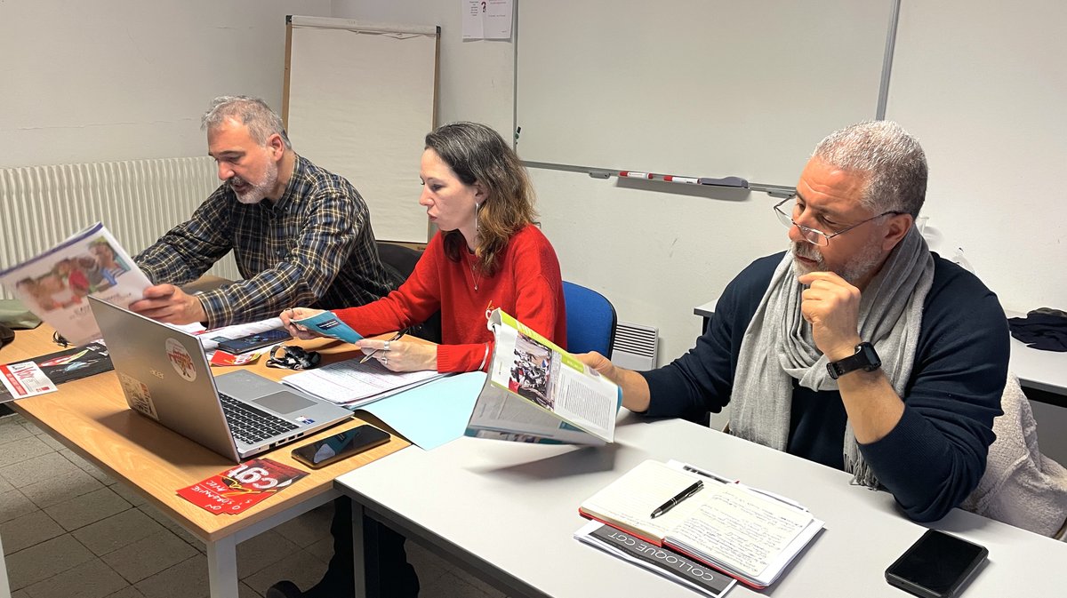 Lionel Clément, Marie Dufresne et Lyazid Ait Ammar CGT Gard (Photo Anthony Maurin)