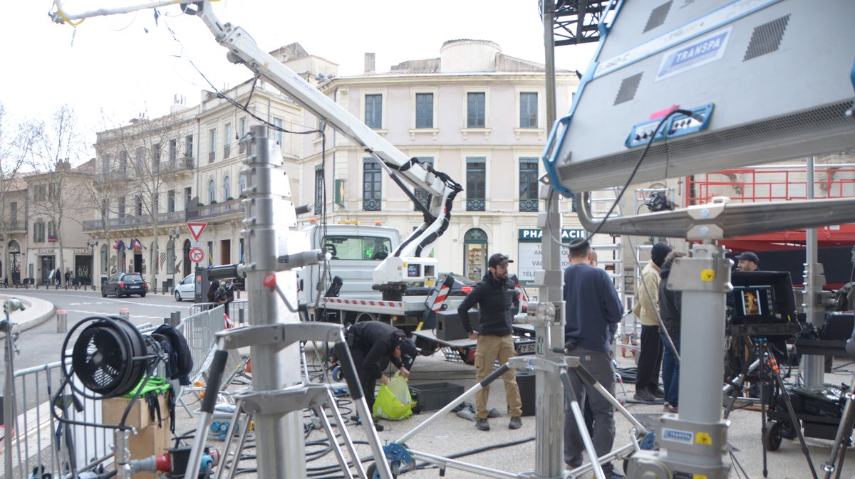 Tournage pub Perrier Grande Bourse Nîmes