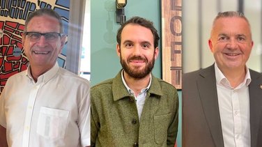 Dans l’ordre, le maire de Caissargues Olivier Fabregoul, le maire de Caveirac Jean-Luc Chailan ; le maire de Sernhac Gaël Durpet et le maire de Marguerittes, Rémi Nicolas