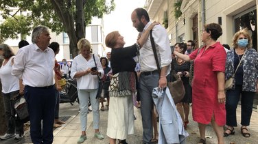 Jo Menut et Vincent Bouget, lors des municipales 2020