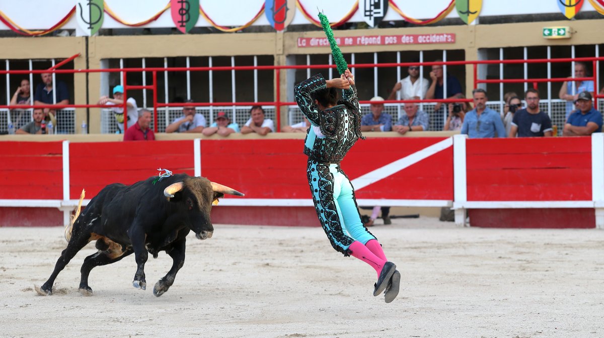 Novillada sans picadors de François André et Bernard Taurelle pour Clovis, Cristian Restrepo Medina et Hugo Tarbelli Finale du bolsin de Nîmes Métropole (Photo Anthony Maurin)