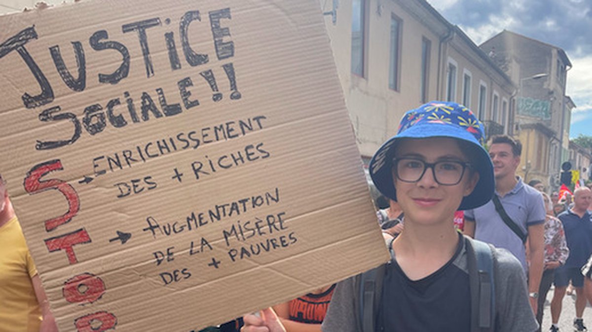 À 13 ans, Miguel a participé à la manifestation à Nîmes à 14h avec sa maman
