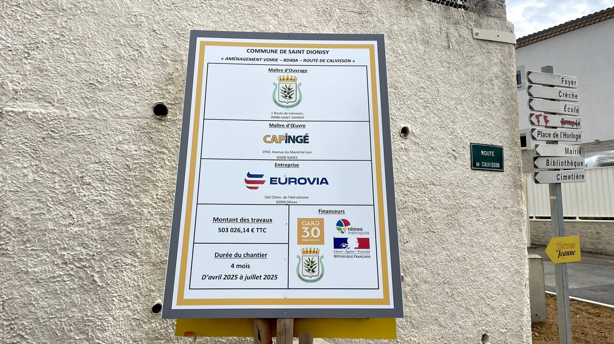 Aménagement route de Calvisson, monument aux morts, Parvis du stade, parcours de santé, vestiaire et RC40 Saint-Dionisy (Photo Anthony Maurin)