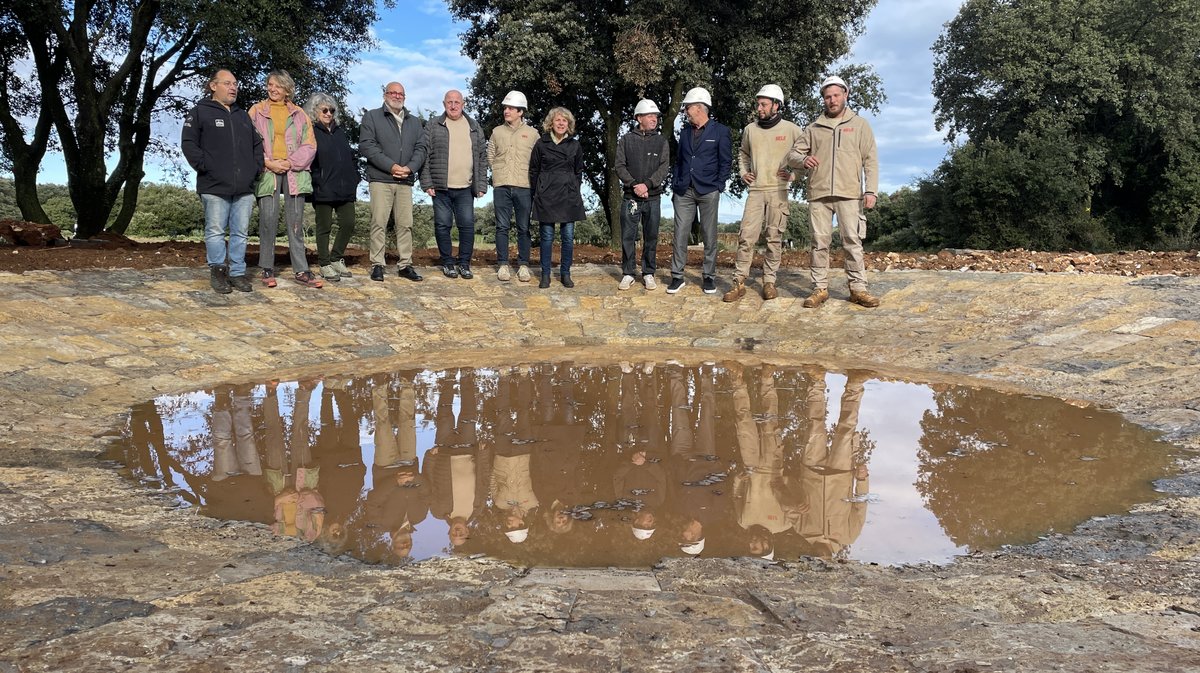 La lavogne de Cabrières est pensée par le Syndicat mixte des gorges du Gardon, financée par le fonds européen LIFE Terra Musiva et créée par l'entreprise Sele (Photo Anthony Maurin)