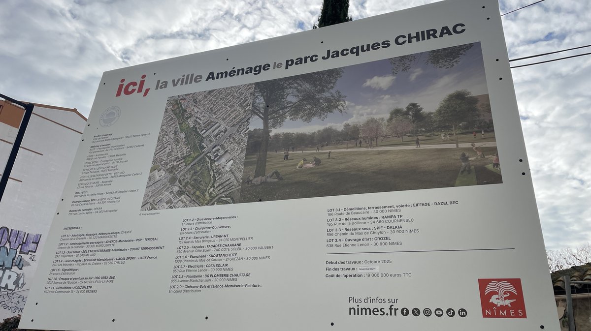 Lancement des travaux du parc urbain Jacques-Chirac à Nîmes le 8 novembre 2025 (Photo Anthony Maurin)