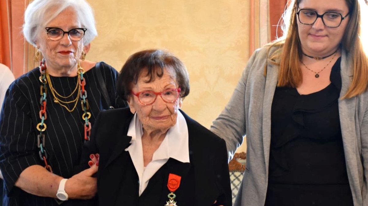 Andrée Julien lors de la cérémonie pour son grade d'officier de la Légion d'honneur en 2022 (Photo Archives Anthony Maurin)