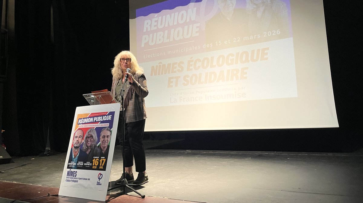 Liste LFI Nîmes écologique et solidaire municipales de 2026 à Nîmes venue de Manuel Bompard (Photo Anthony Maurin)