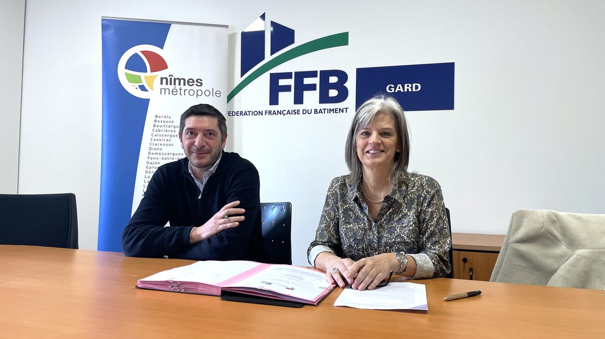 Nîmes métropole et la Fédération Française du Bâtiment Gard convention Maison de l'Habitat France Rénov' (Photo Anthony Maurin)