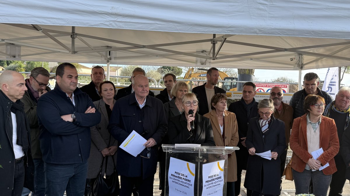 Première pierre piscine intercommunale Lunel