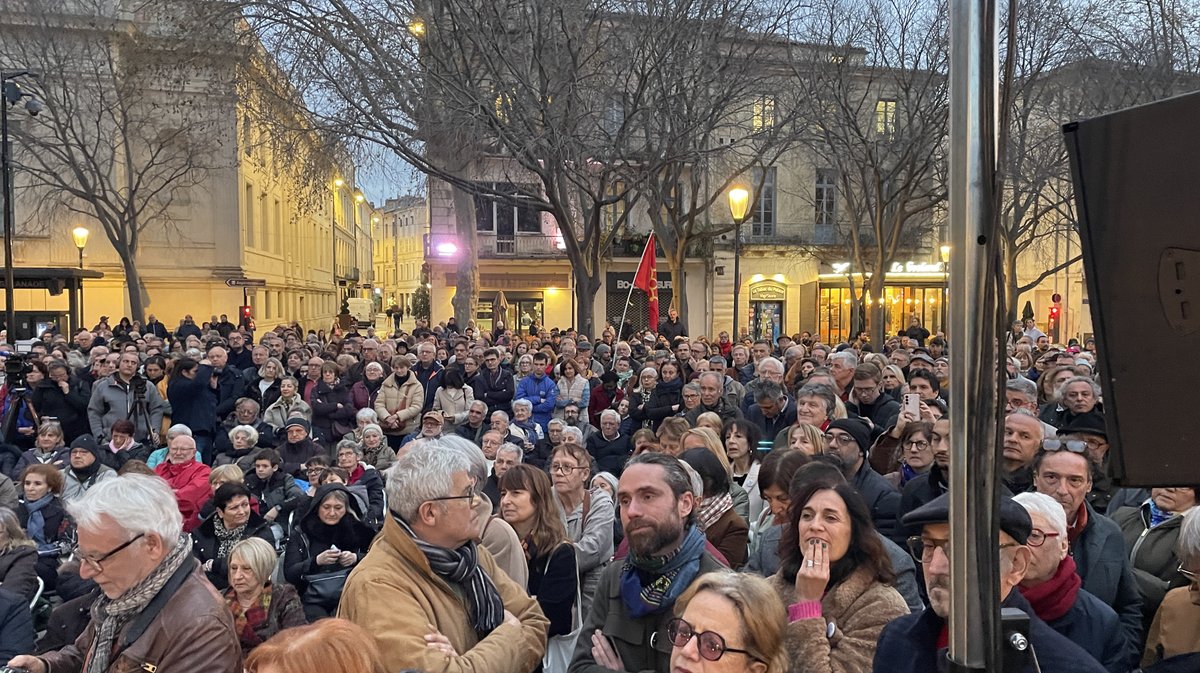 Rassemblement de la liste Nîmes en commun pour faire barrage au RN aux municipales 2026 à Nîmes (Photo Anthony Maurin)