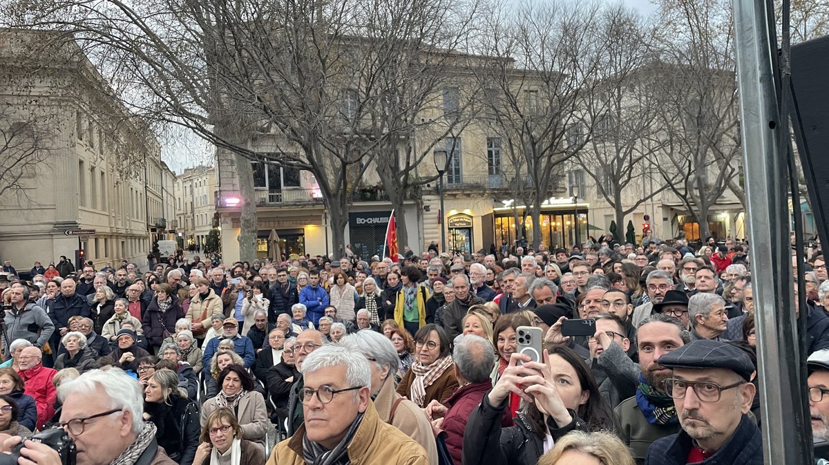 Rassemblement de la liste Nîmes en commun pour faire barrage au RN aux municipales 2026 à Nîmes (Photo Anthony Maurin)