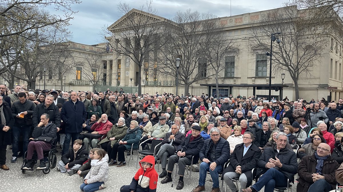 Rassemblement de la liste Nîmes en commun pour faire barrage au RN aux municipales 2026 à Nîmes (Photo Anthony Maurin)