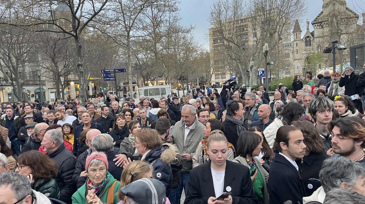 Rassemblement de la liste Nîmes en commun pour faire barrage au RN aux municipales 2026 à Nîmes (Photo Anthony Maurin)