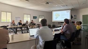 Lors de la réunion du Scot sud Gard à Gallargues avec les élus de l'intercommunalité Rhôny Vistre Vidourle