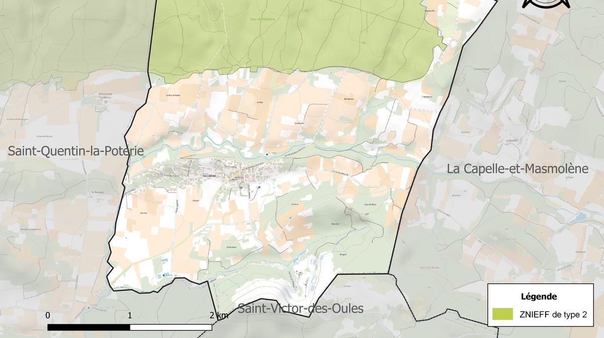 La situation de Vallabrix en pays d'Uzège