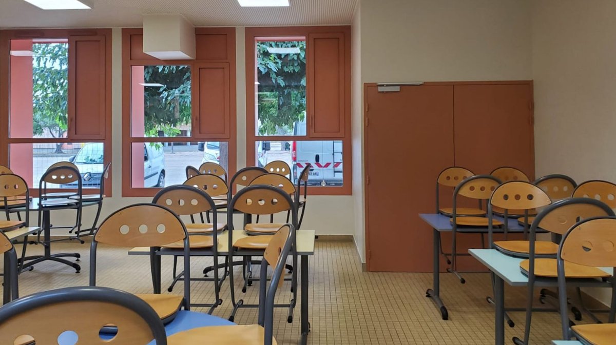 travaux de la cantine scolaire bâtiment Gérard Philippe