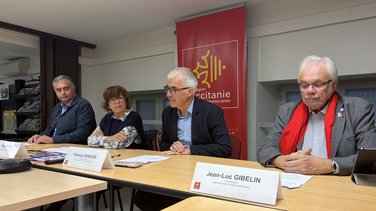 Jean-Luc Gibelin, Fabrice Verdier, Katy Guyot et Anthony Alarcon région lycée